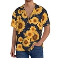 thumbnail image 1 of Balery Navy Blue Plaid Sunflower Camisa Casual de Manga Corta con Botones para Hombre, Texturizada, Estilo Cubano, para Playa, Verano-Large, 1 of 5