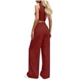 thumbnail image 7 of Women's 2 Piece Sleeveless V Neck Button Down Blazer and Pants Summer Elegant Work Business Office Suit Set, 7 of 7