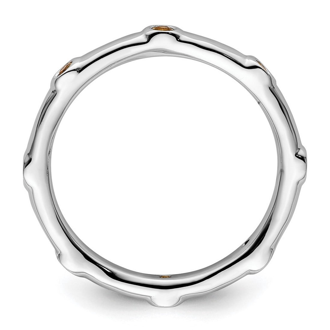 925 Sterling Silver Bezel Polished Stackable Citrine Ring Size 6 Stackable Ring for Women - .12 cwt
