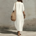 thumbnail image 6 of YuXingFu Plus Size Dresses for Curvy Women Maxi V-Neck Plus Size Womens Dress Elbow-Length Solid Color Slim Fit Long Casual Summer White S, 6 of 8