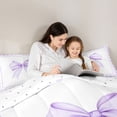 thumbnail image 6 of Erosebridal Light Purple Gingham Bow Full Size Comforter Sets, Purple Bow Bedding Sets for Women Girls, Reversible, 3-Piece, 6 of 6