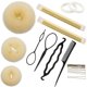 thumbnail image 1 of El kit para hacer moños para el cabello incluye moldeadores de donuts, marcadores para moños, herramientas para coleta, horquillas y bandas elásticas para mujeres y niños (Beige), 1 of 4