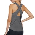 thumbnail image 3 of Tank Tops for Women Racerback Sleeveless Tank Tops for Women Scoop Neck Undershirt Tops for Athletic Running Tennis Yoga Stretch Racerback Breathable Tee (Dark Gray,L), 3 of 5
