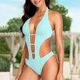 thumbnail image 5 of gakvbuo One Piece Sling Bikini High-Cut Swimsuit Thong Bathing Swimwear Women Solid Backless Bikini Bandage Two-Pieces Swimwear Swimsuit Beachwear, 5 of 9