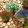 thumbnail image 5 of GRNSHTS 8 Bundles Artificial Plastic Flowers Realistic Flowers Greenery Shrubs Plants Bushes Hanging Faux Flowers in Vases for Cemetery Decor(Red), 5 of 8