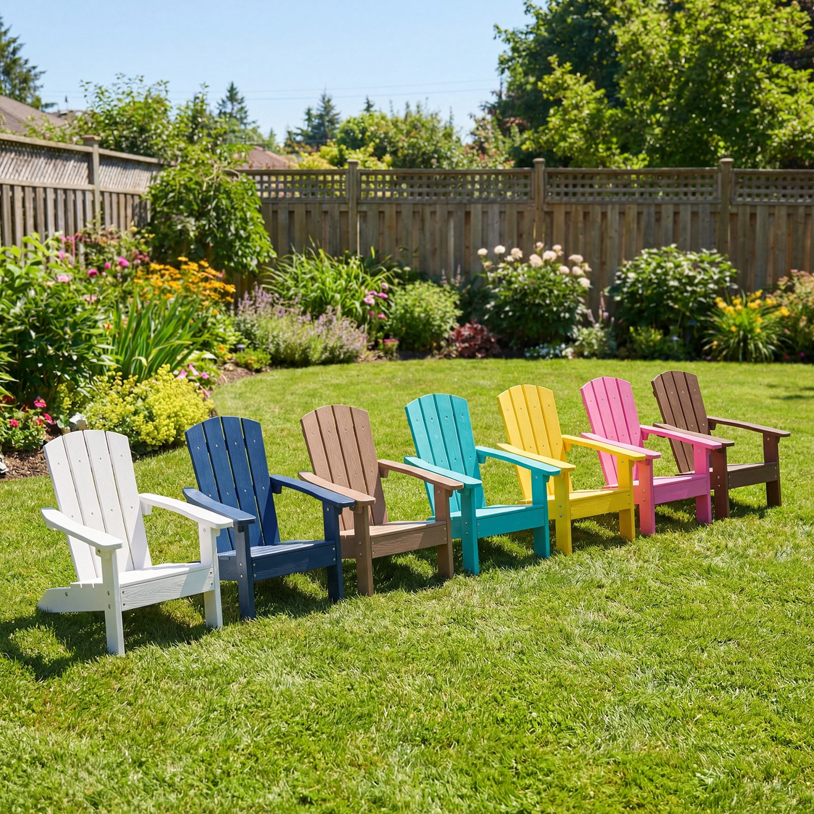 Costway Kids Adirondack Chair with High Backrest Armrests Fire Pit Chair for Kids Ages 3-8 Pink