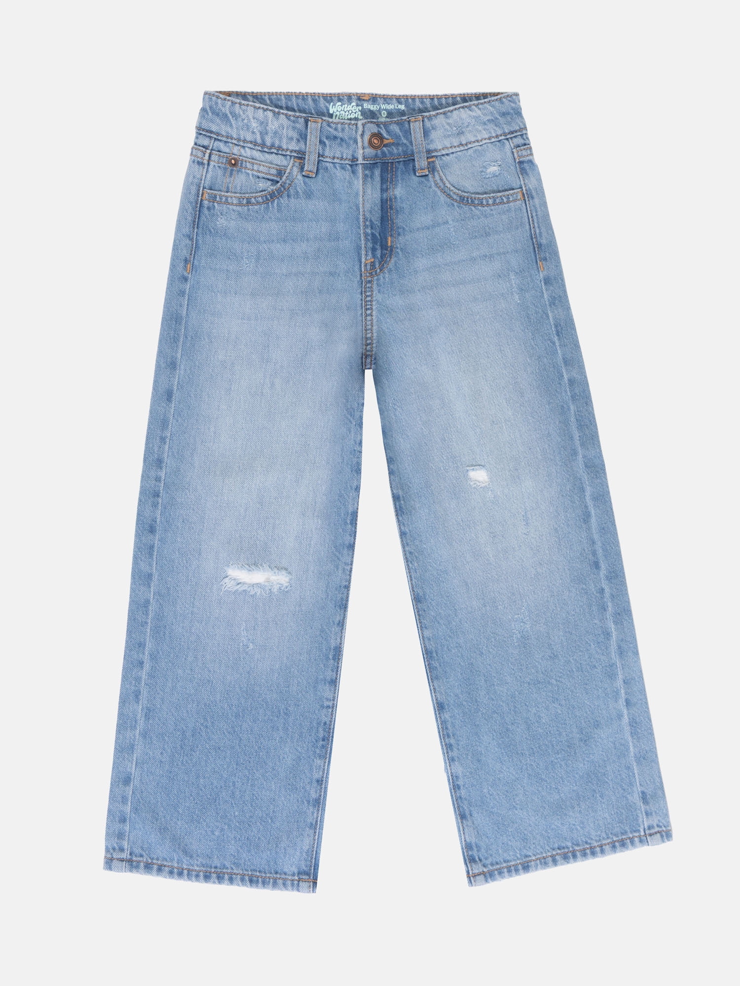 Wonder Nation Girls Baggy Wide Leg Jeans, Sizes 5-18