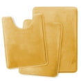 thumbnail image 2 of Set of 3 Clara Clark Bath Mat Bathroom Rug - Absorbent Memory Foam Bath Rugs - Non-Slip, Thick, Cozy Velvet Feel Microfiber Bathrug - Gold - Large 20"x32" - Small 17"x24" - Contour 24"x20", 2 of 6