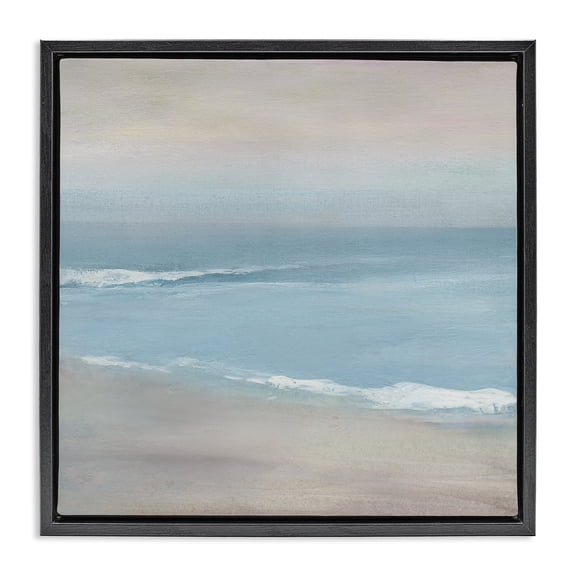 Stupell Industries Coalescing Ocean & Shore Landscape & Nature Painting Black Floater Framed Canvas Art Print Wall Art, 18 x 18