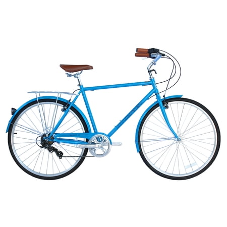 Wonder Wheels City Bike 700C 53 Cm/21  Hi-Ten Steel Frame  Shimano Tz21-7 Speed V-Brake  Alloy Rims 700C*14G*32H  Tire:700Cx35 Black. With Back Rack - Deep Sky Blue