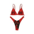 thumbnail image 3 of ITFABS Bikini Imprimé Amusant pour Femmes, Haut à Col en V Profond avec Bas, 3 of 3