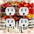 thumbnail image 1 of Metal Light Switch Wall Plate Outlet Cover (Layered Chocolate Vanilla Cake Party Berry Fruit - Double Duplex), 1 of 2