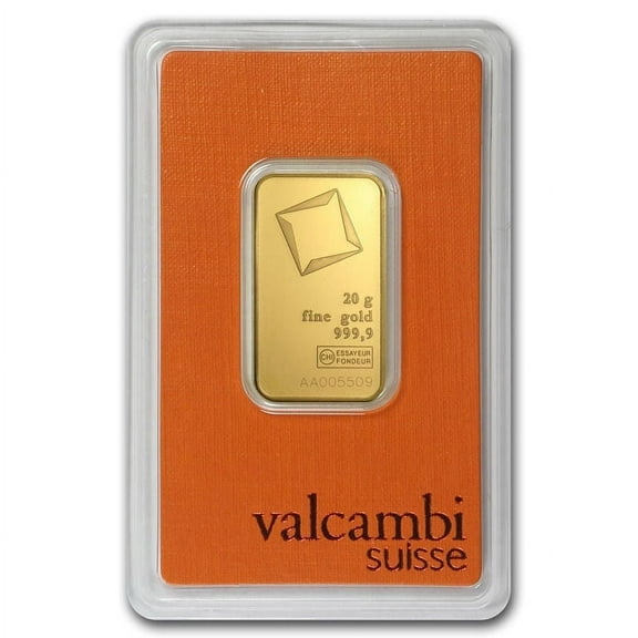 20 Gram Valcambi Suisse .9999 Fine Gold Bar in Assay