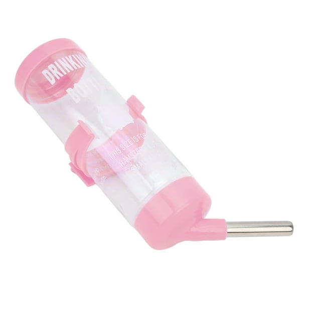 Hamster Water Bottle, Automatic No Drip Drinking Guinea Pig Water Dispenser for Rats Glass Fountain Small AnimalsPink 125ML