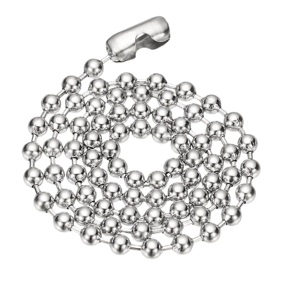 Uxcell Silver-tone Beaded Chain Necklace, Titanium Steel 3mm Bead Ball Chain Necklace for Women and Men Gift, 19.69 Inch Length