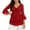 Red, variant on Ahabrexf Women's Fashion Top, Double Layer Mesh with Glittering Gold Hot Stamping and Ruffle Detail Three-Quarter Sleeve Elegant Collar Blouse