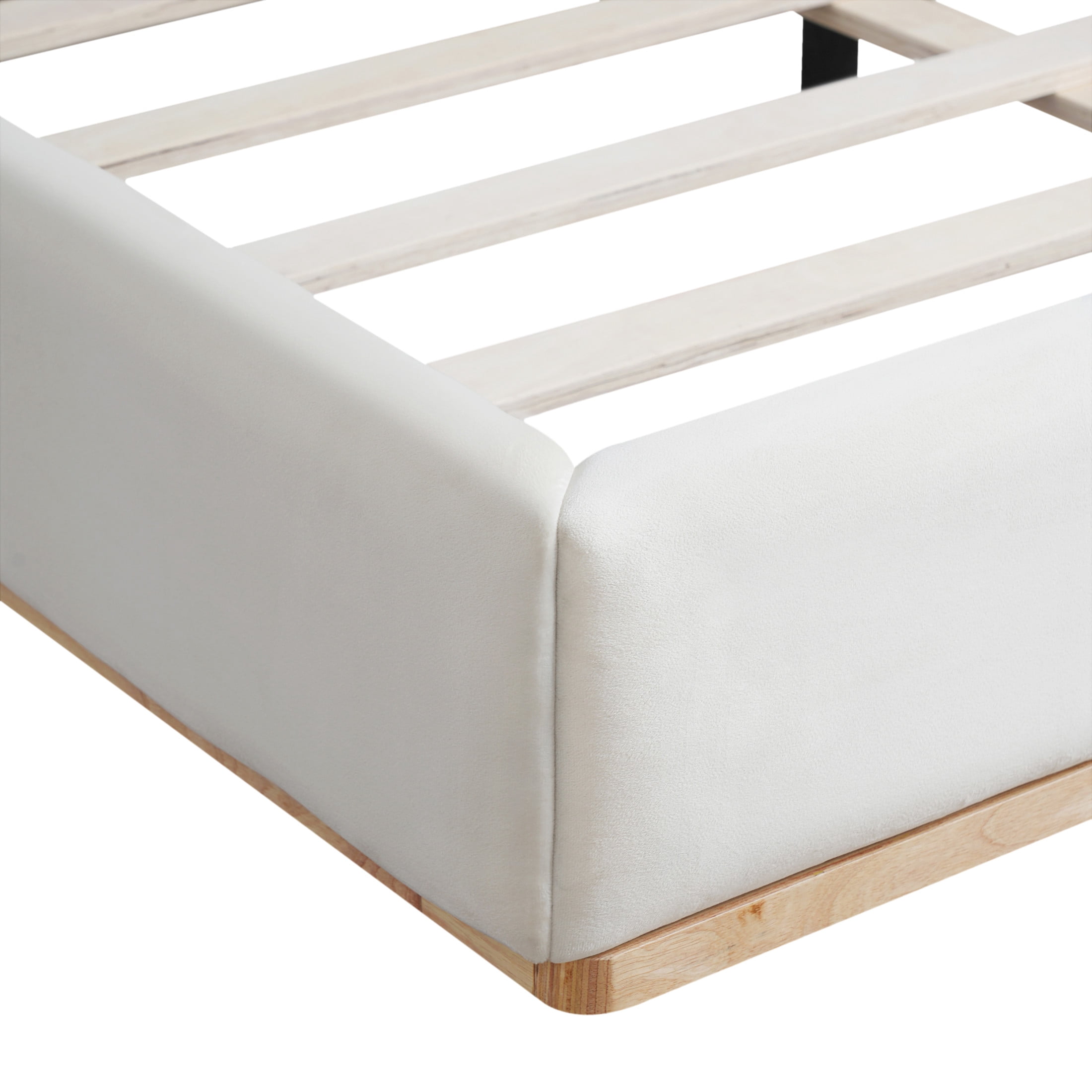 Christopher Knight Home Velvet Upholstered King Bed, Solid Wood Platform  Bed Frame, White