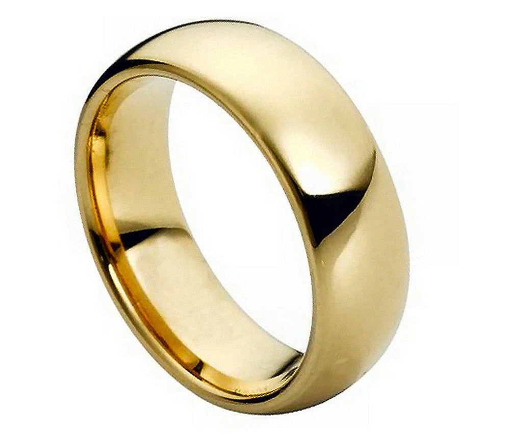 TUNGSTEN CARBIDE Gold Plated Highly Polished Faceted RING BAND size 10 