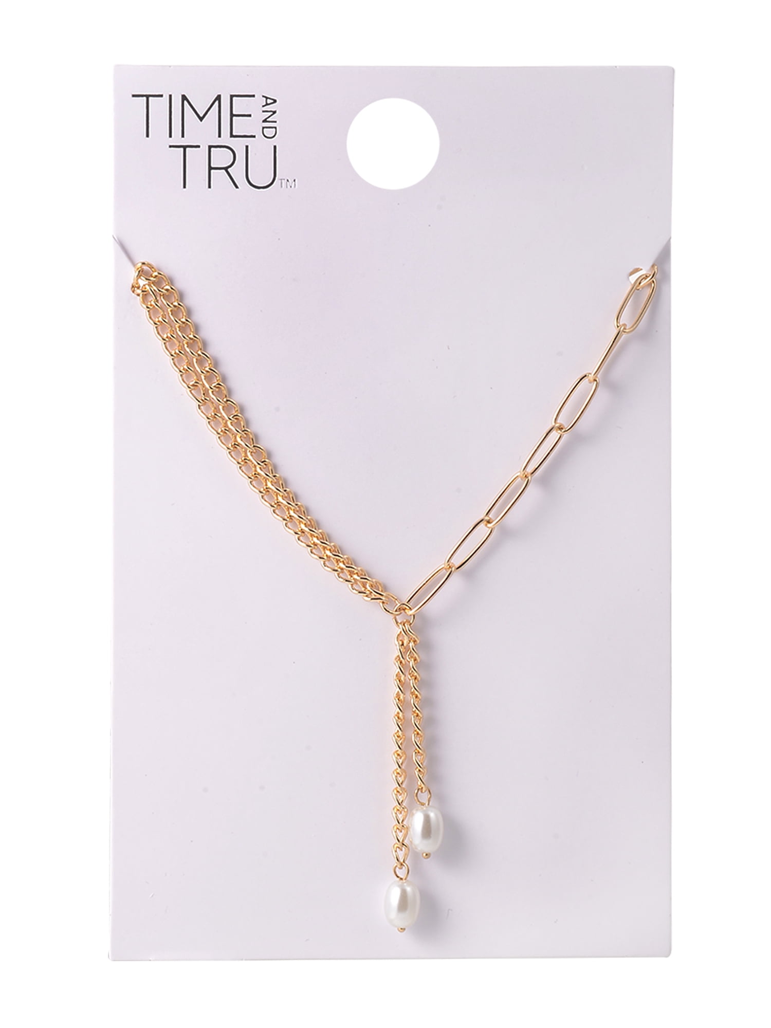 Time and Tru Goldtone Multi Chain Acrylic Drop Y-Necklace