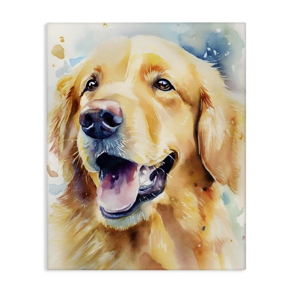 Stupell Industries Rustic Lodge Happy Retriever Portrait Canvas Art, 24 x 30, by Petals Prints Design