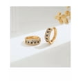 thumbnail image 3 of Aretes Xtellar Dorados Con Zirconia Azul Y Diseño Rejilla, 3 of 4