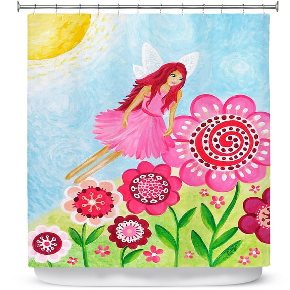Shower Curtains 70" x 84" from DiaNoche Designs by nJoy Art - Pink Flower Fairy