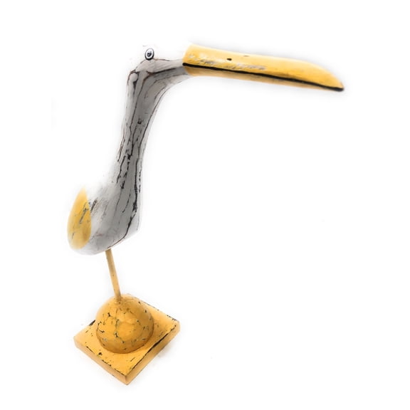 Decorative Heron Bird 14" - Rustic Yellow Coastal Decor | #ort1704834y