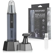 Rochford Water Resistant Stainless Steel Heavy-Duty Nose and Ear Hair Trimmer with LED Light, Facial Trimmer and Stand