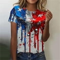 thumbnail image 4 of Shirts for Women Plus Size Short Sleeved Round Neck Independence Day Printed Casual Pullover Top Multicolor L, 4 of 5