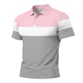 thumbnail image 6 of Uwinwear Men's Polo Shirts Striped printed Short Sleeve Casual Polo Shirts Slim Fit Golf Shirts Big and Tall Summer Outdoor Lightweight Tops,Pink,XXXL, 6 of 6