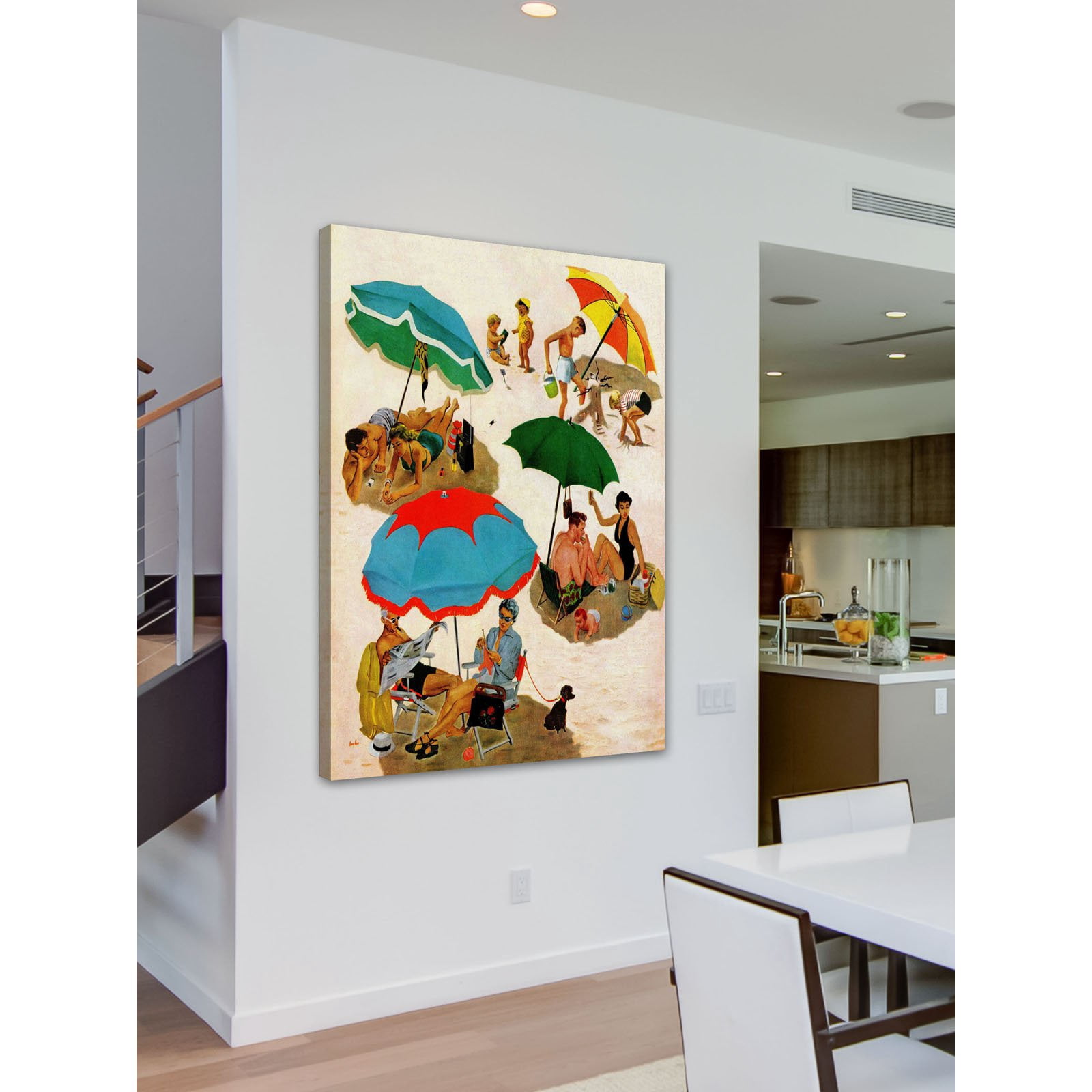"Couples at the Beach" Painting Print on Canvas