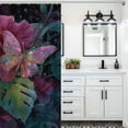 thumbnail image 5 of Glittery Butterfly Rests Hibiscus Flower Garden Cloth Fabric Bathroom Decor Set with Hooks, 5 of 7