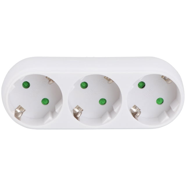 EeaseMX Adaptador de enchufe triple, panel resistente al calor y antillamas con enchufe europeo, color blanco