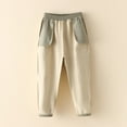 thumbnail image 5 of SonxaHe Toddler Boys Pants Fleece Lined Elastic Waisted Cargo Jogger Pants Child Warm Thickened Cozy Outdoor Trousers Beige,Sized 4-5, 5 of 6