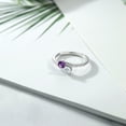 thumbnail image 3 of Gem Stone King 925 Sterling Silver Purple Amethyst and White Topaz Bypass Ring for Women (0.82 Cttw, Gemstone February Birthstone, Round 4MM, Available in Size 5, 6, 7, 8, 9), 3 of 4