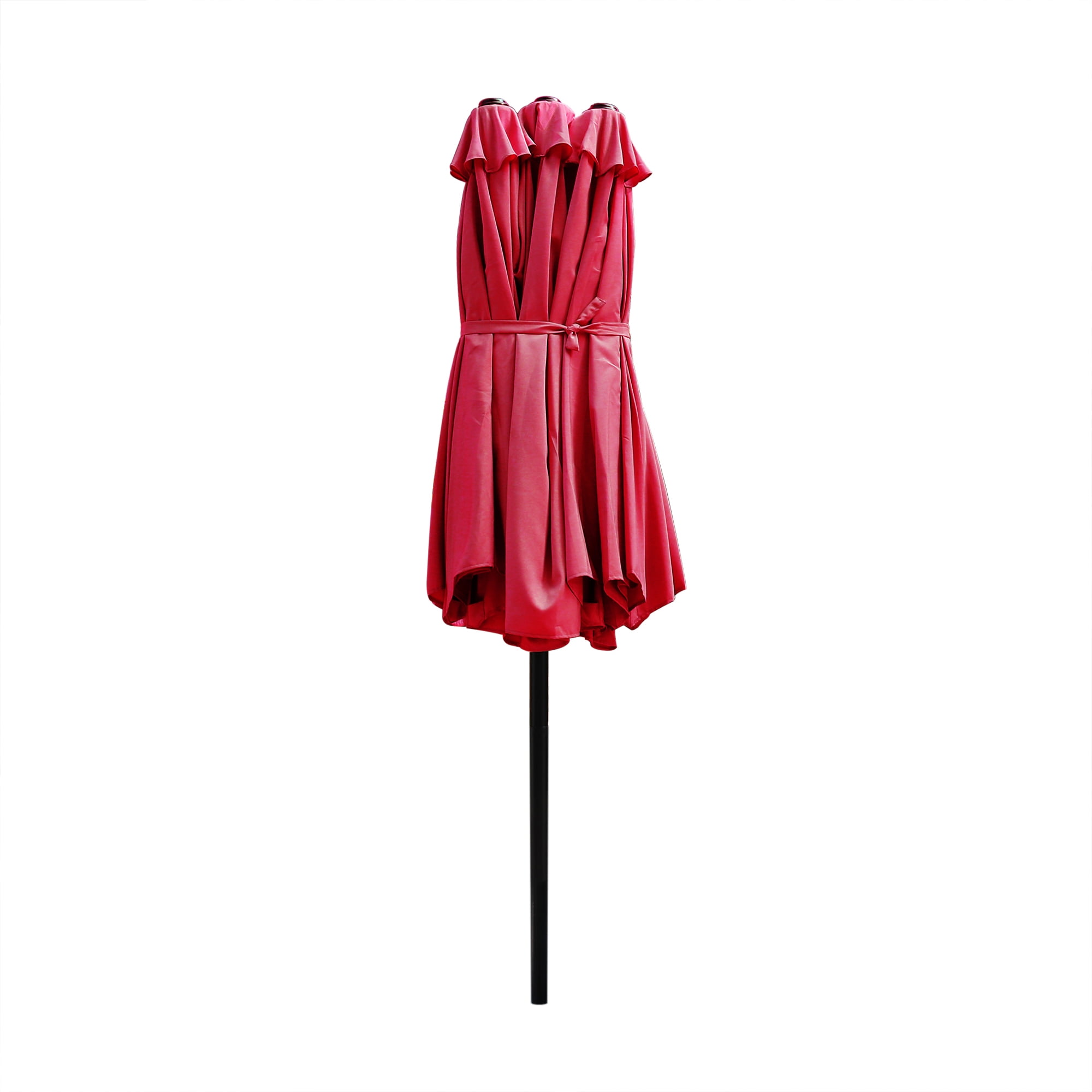 Abble 15x9 ft. Large Double Sided Rectangular Patio Market Umbrella with Crank Lift - Heavy Duty Steel Sun Shade for Pool, Deck, Backyard, Red