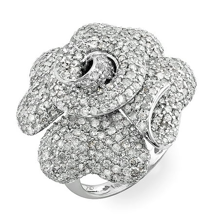 3.65 Carat (ctw) 14K White Gold Round Diamond Ladies Cocktail Blossom Flower Rose Right Hand (Best Right Hand Rings)