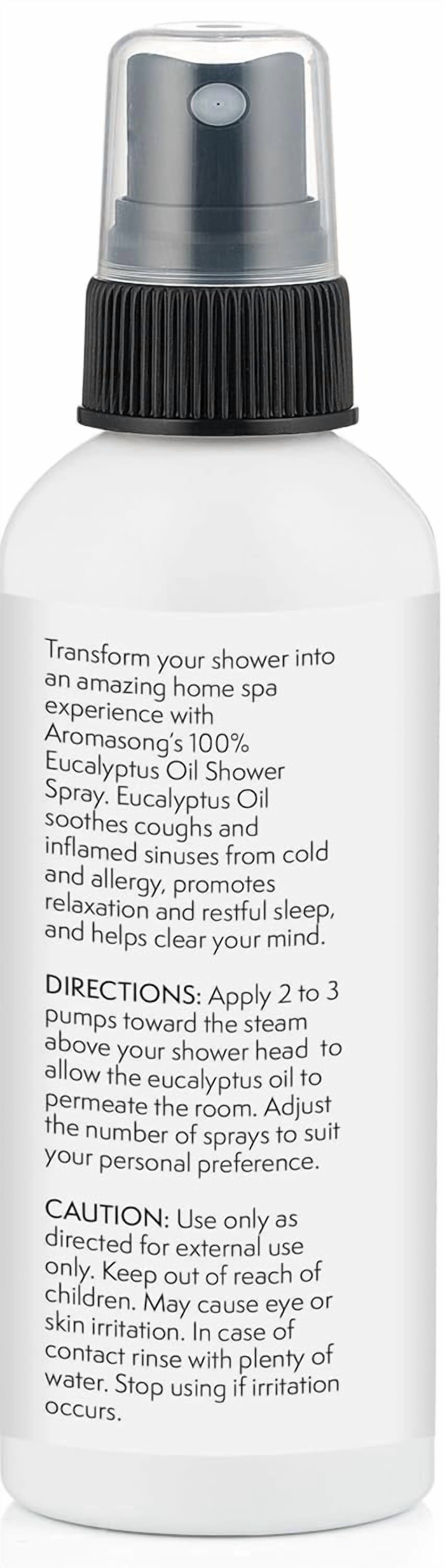Aromasong Eucalyptus Shower Spray Aromatherapy, 100% Natural Eucalyptus Spray for Shower – Made in USA, Pure Essential Oil Mist for Sinus Relief & Spa-Like Steam, 4 fl oz | 2-Pack