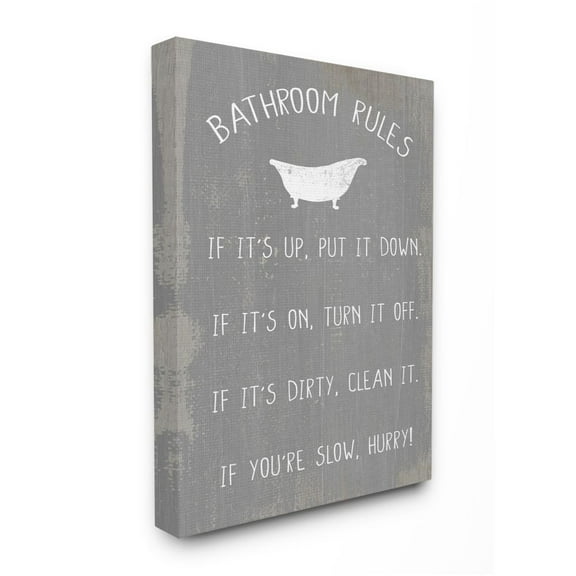 Stupell Industries Countryside Bathroom Rules Sign with Claw Bath Designed by Daphne Polselli