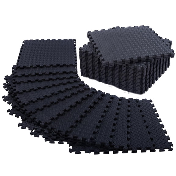 12 Pack 24"x24" 1/2 Inch High Density EVA Interlocking Foam Puzzle Mat, Covers 48 SQ FT Extra Thick Floor Padding Tiles for Home Gym, Yoga, Cardio, Weight Training & Kids Play Area