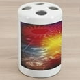 thumbnail image 1 of Astrology Ceramic Toothbrush Holder, Ombre Rainbow Colored Abstract Image with Asrological Sun Shapes Spots, Decorative Versatile Countertop for Bathroom, 4.5" X 2.7", Multicolor, 1 of 4