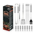 thumbnail image 1 of Ensemble d'Outils pour BBQ en Acier Inoxydable, Comprend Fourchettes, Pelles et Brosses, Durable et Résistant à la Corrosion, Poignées Ergonomiques, Conception Légère et Portable, Facile à Nettoyer, 14.17"x4.33"x3.15 Pouces, 1.32 Lb, 1 of 8