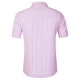 thumbnail image 4 of MODA NOVA Big & Tall Men's Summer Short Sleeve Button Down Stripes Shirts Pink XLT, 4 of 5