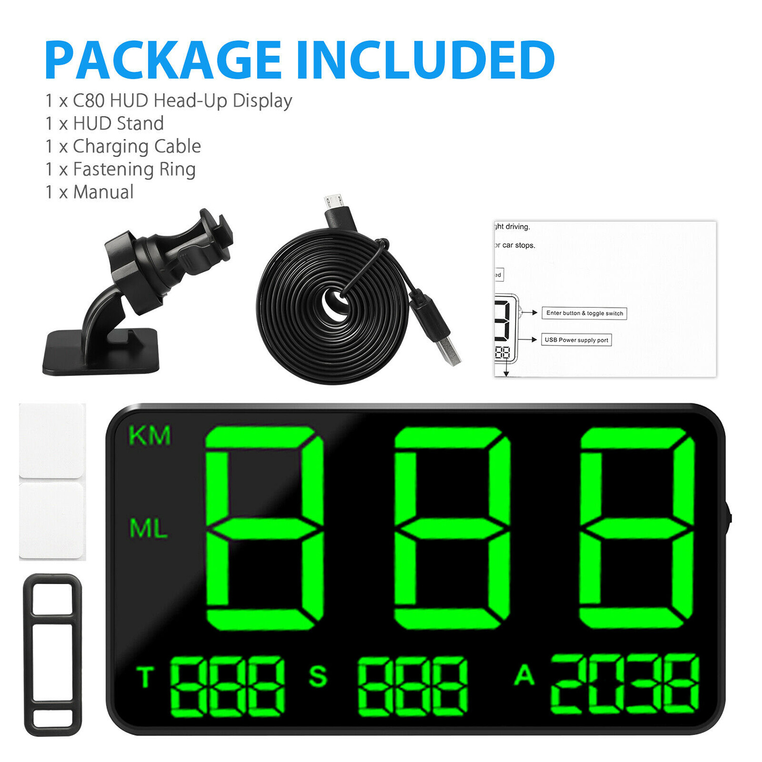 Car Digital Speedometer, Car GPS Speed HUD HeadUp Display, MPH/KM/H