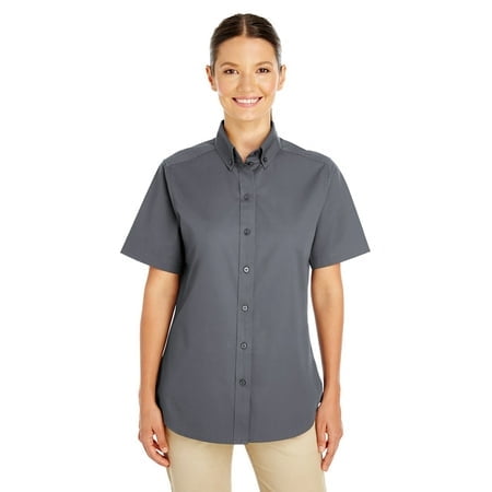 Harriton Chemise à Manches Courtes en Sergé 100 % Coton pour Femmes avec TéflonTM