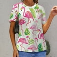 thumbnail image 6 of Flamingo Pattern T Shirts Basic T-Shirt Short Sleeve Ladies Tee Shirt Summer Graphic Clothing, 6 of 6