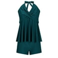 thumbnail image 6 of GERsome Womens 2 Piece Tankini Swimsuits Tummy Control Swimdress Skirt V Neck Halter Bathing Suits with Boyshort S-2XL, 6 of 7