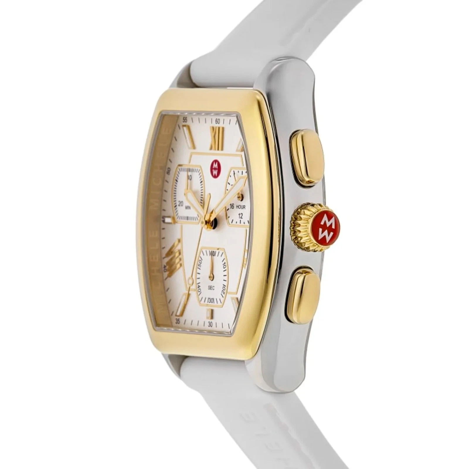 Michele Releve MWW19A000037 Gold Dial White Silicone Straps 