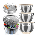 thumbnail image 6 of Mixing Bowls with Airtight Lids, Stainless Steel Mixing Bowl Set with 3 Metal Nesting Bowls, Colander & Grater, Non-Slip Bottoms, Size 1.5, 2.5, 6 QT, Great for Mixing & Serving, Khaki, 6 of 6