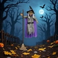 thumbnail image 5 of XINGXIANG 70.9 Inch Flying Witch Decor - Sound Activated LED Hovering Witch on Broom for Outdoor Halloween Yard Decoration Floating Witch Broom(Purple), 5 of 6
